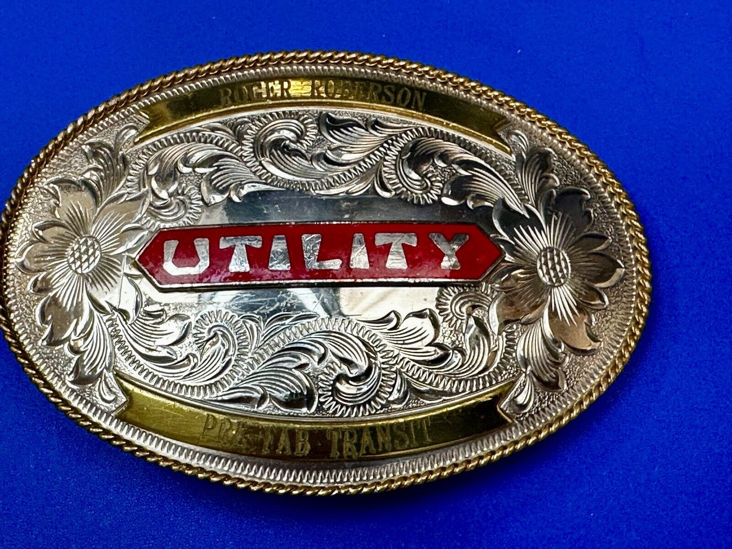 Utility Western Trophy Style Pre Fab Transit Tonkin  German Silver Belt Buckle