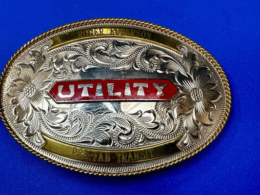 Utility Western Trophy Style Pre Fab Transit Tonkin  German Silver Belt Buckle