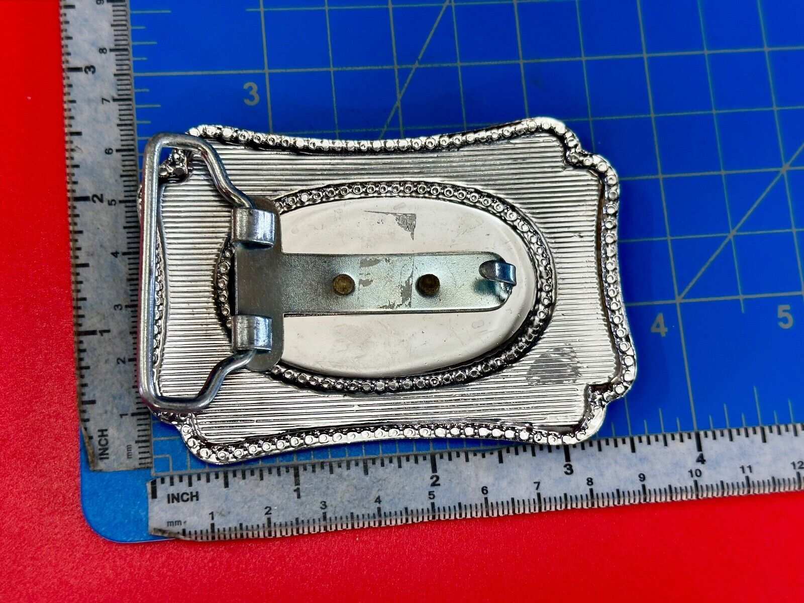 Vintage Covered Wagon - western two tone outlined belt buckle