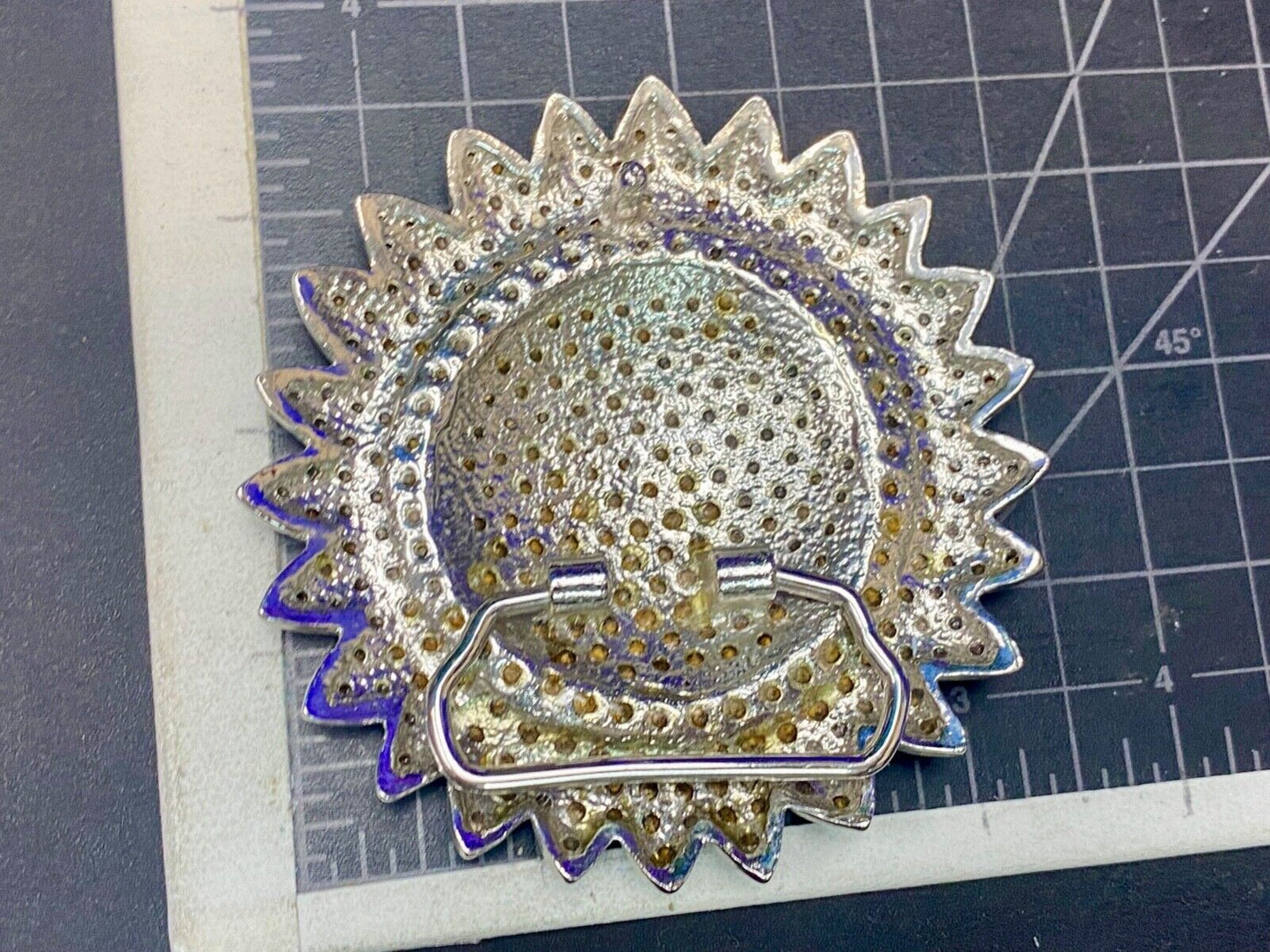 A Blue Green Sea Of Rhinestones - Starburst Cutout Belt Buckle