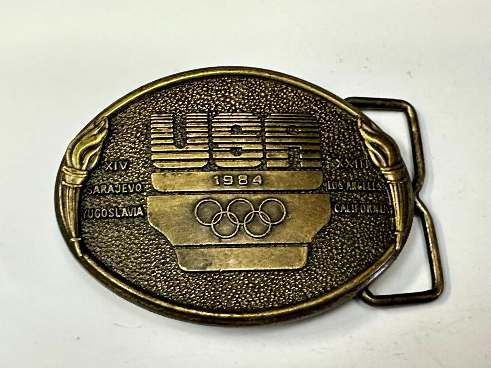 1984 USA Olympics Los Angeles California Vintage Commemorative Belt Buckle