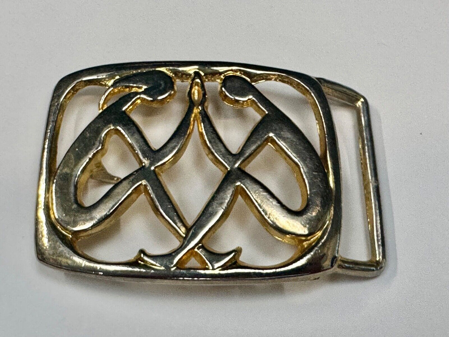 Abstract gold color Two Women touching palms  - Hippy see through belt buckle