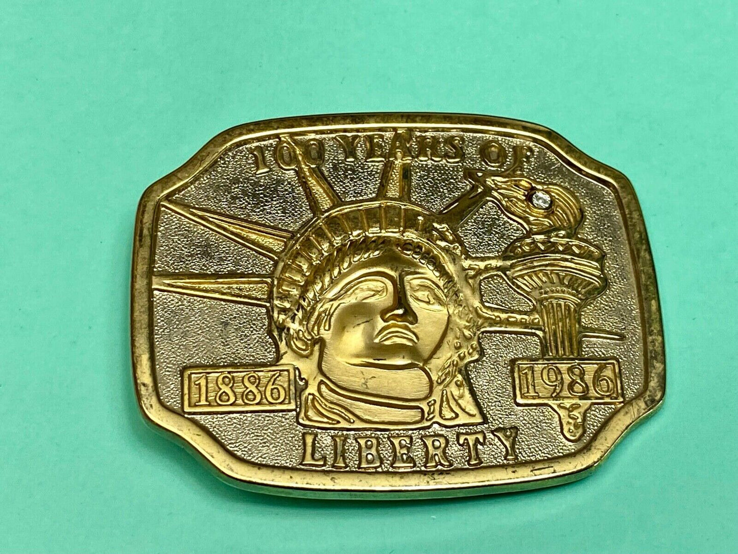 100 Years Of Lady Liberty - Nyc Iconic American Symbol Statue 1986 Belt Buckle 