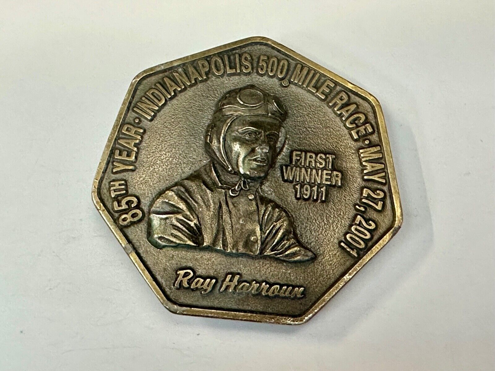 85th Indianapolis 500 Race Day First winner Ray Harrow commemorative belt buckle