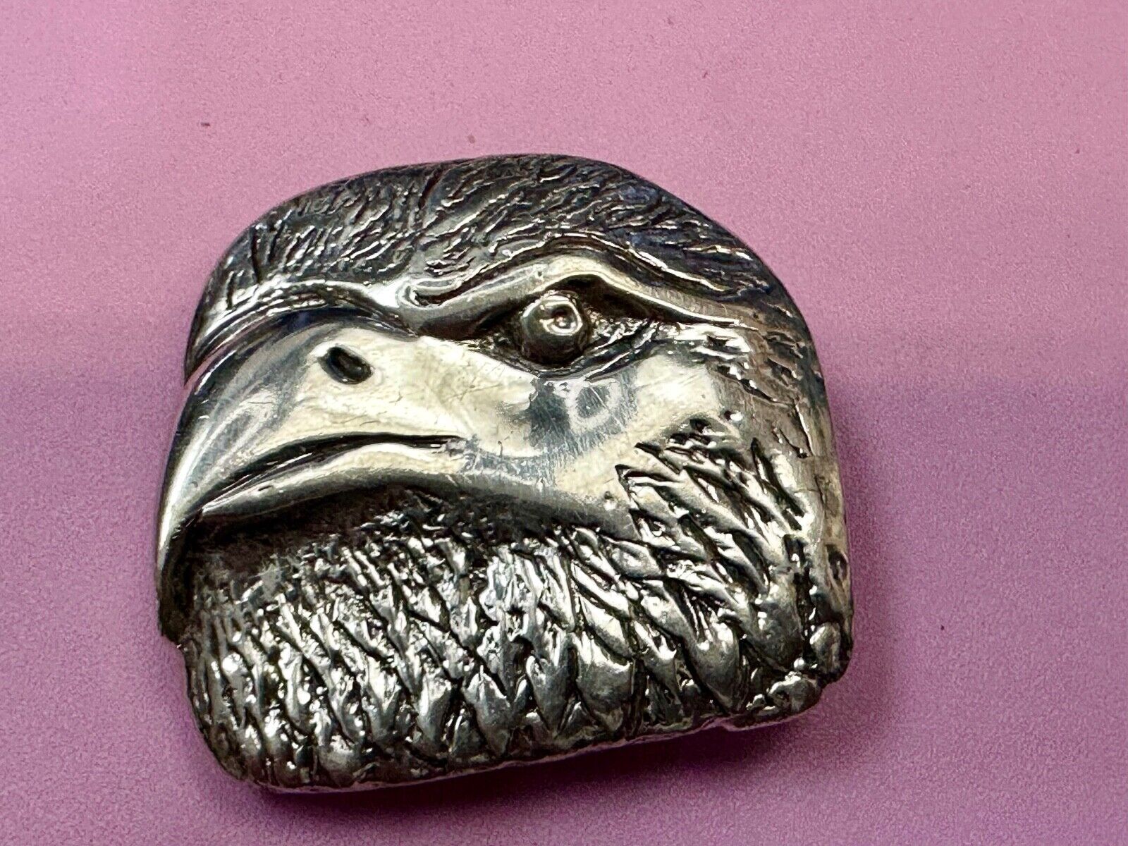 Bald Eagle Head - Patriotic America Silver Belt Buckle Artisan Made signed MH