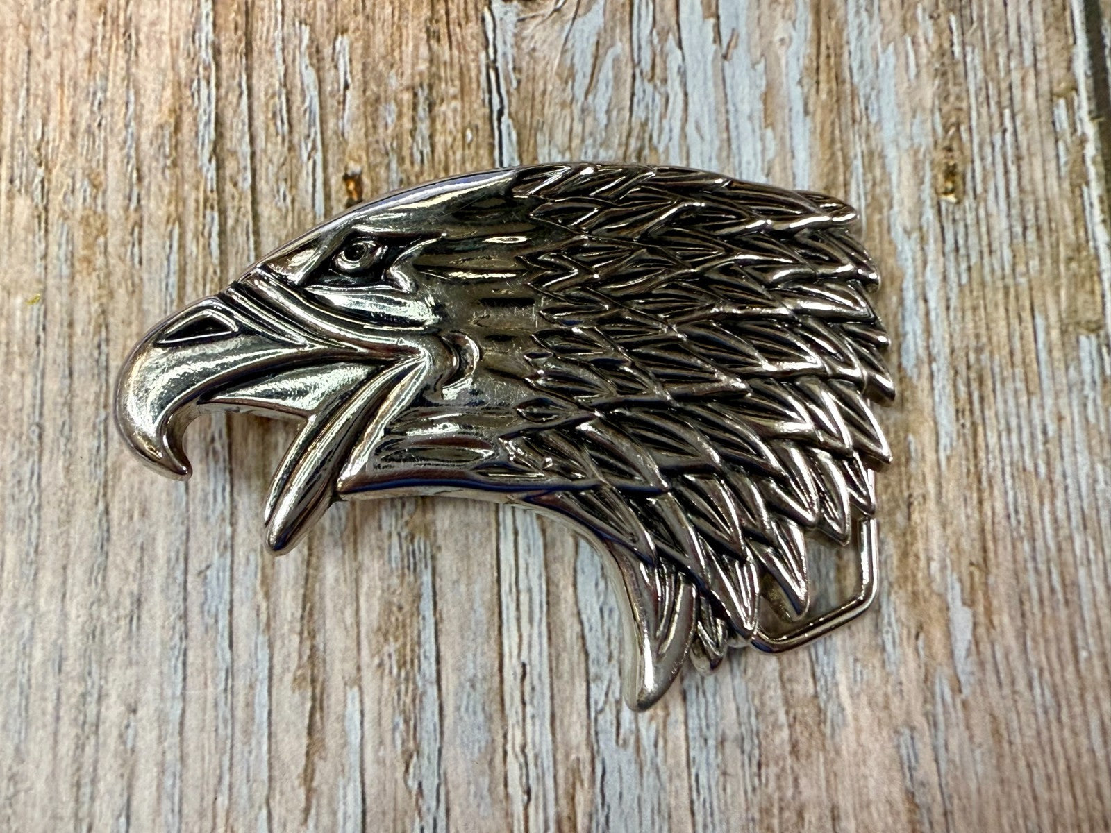 Attacking Eagle Head Figural Cutout Silver Color Western Belt Buckle