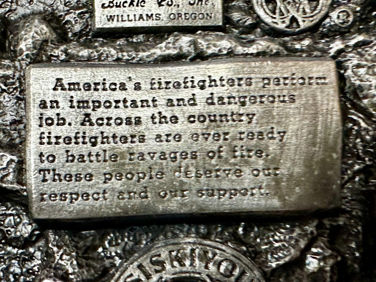 Americas Firefighters Ever Ready Ever Willing Commemorative Siskiyou Belt Buckle