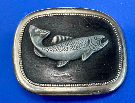 Vintage Curved Fish jumping to lure bait fishing belt buckle - perfect gift!