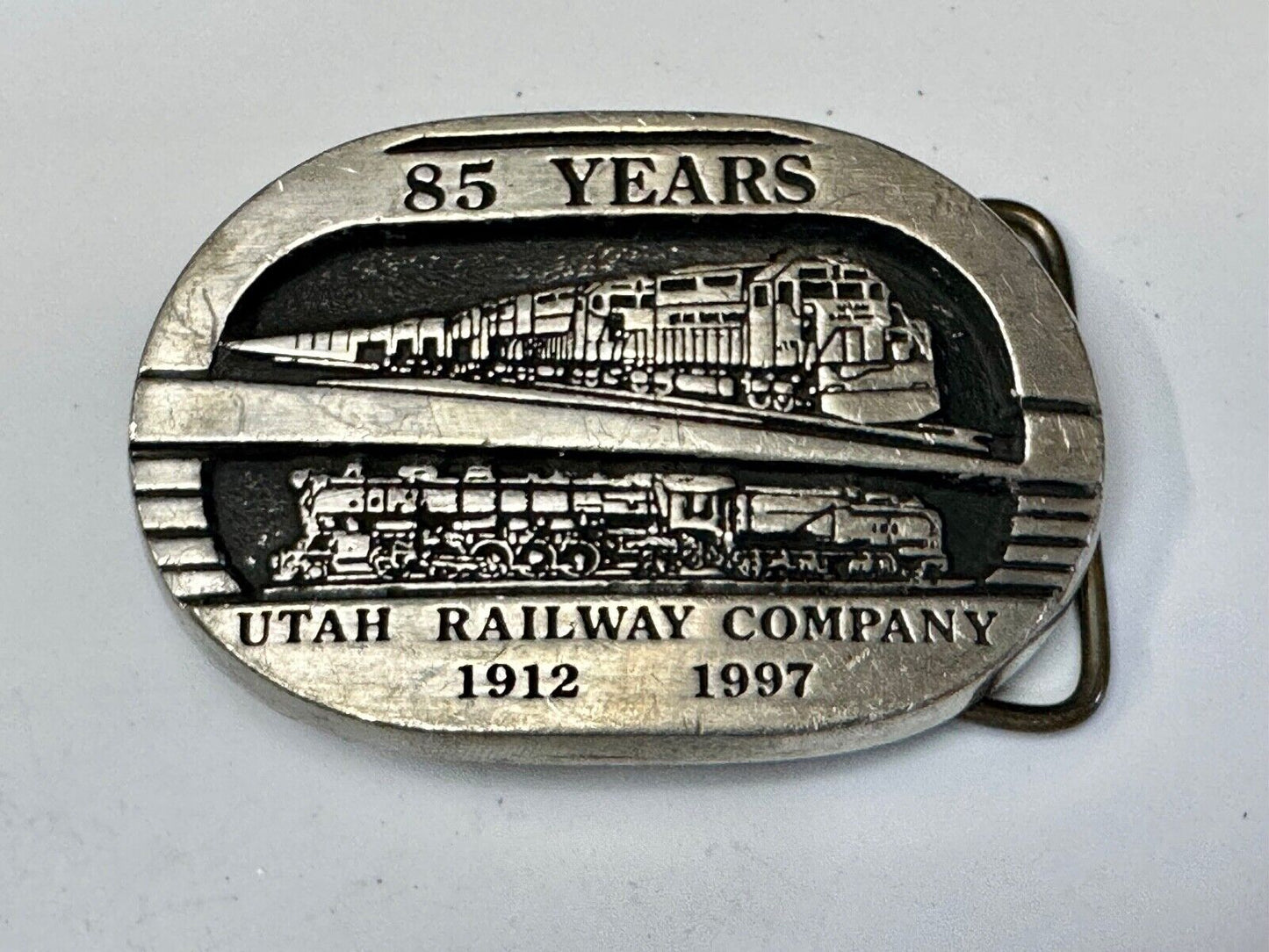 Utah Railway Co Vtg Train Railroad 85 Years - Gary Prazen Sculpture Belt Buckle