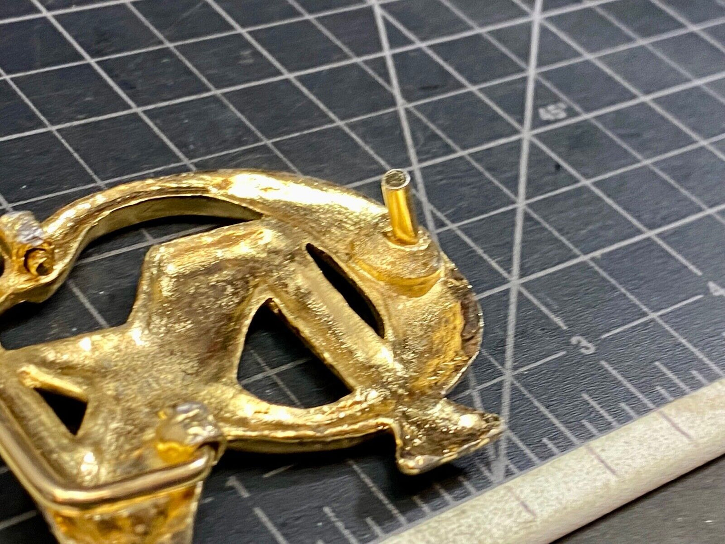 Unknown To Me, Gold Tone Letters Gn Or Cn Cut Out Belt Buckle 