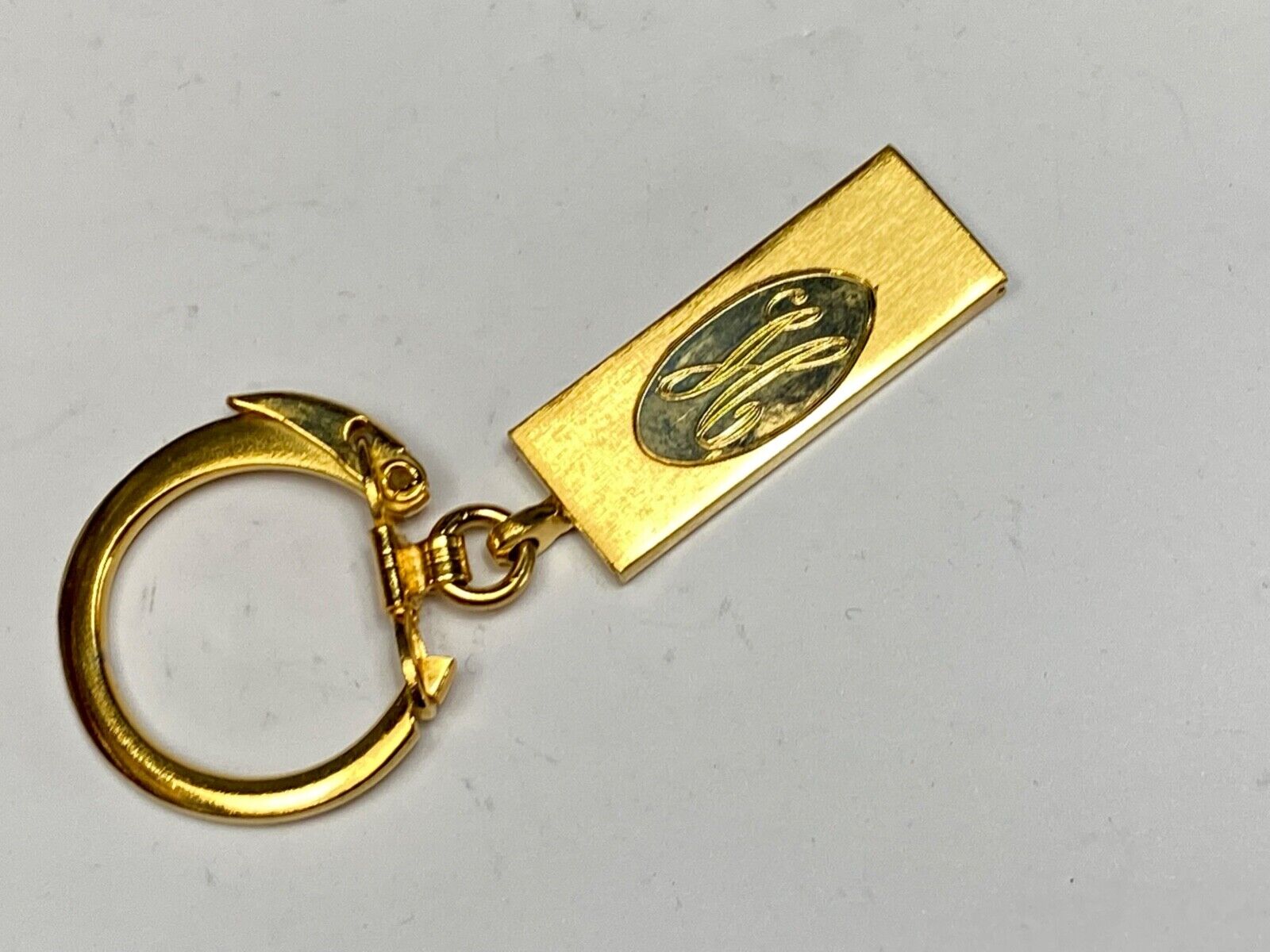 Vintage Foster USA Keychain Pull Apart Engraved H  Bar Gold Plated Mid Century