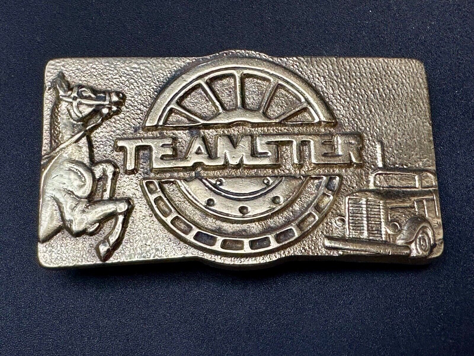 Teamster Union Vintage Solid Brass Belt Buckle  Horse Truckers