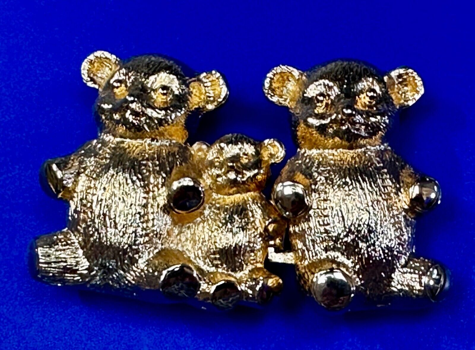 Bear Family Two Piece Interlocking Gold Tone Vintage Belt Buckle by Dotty Smith