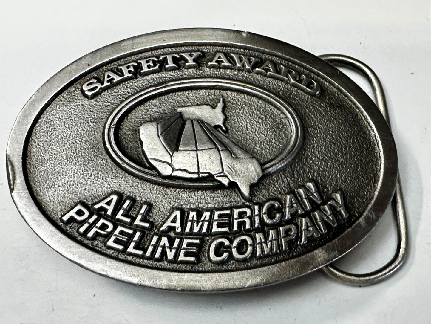 All American Pipeline Company Safety Award Worker Commemorative 1994 Belt Buckle