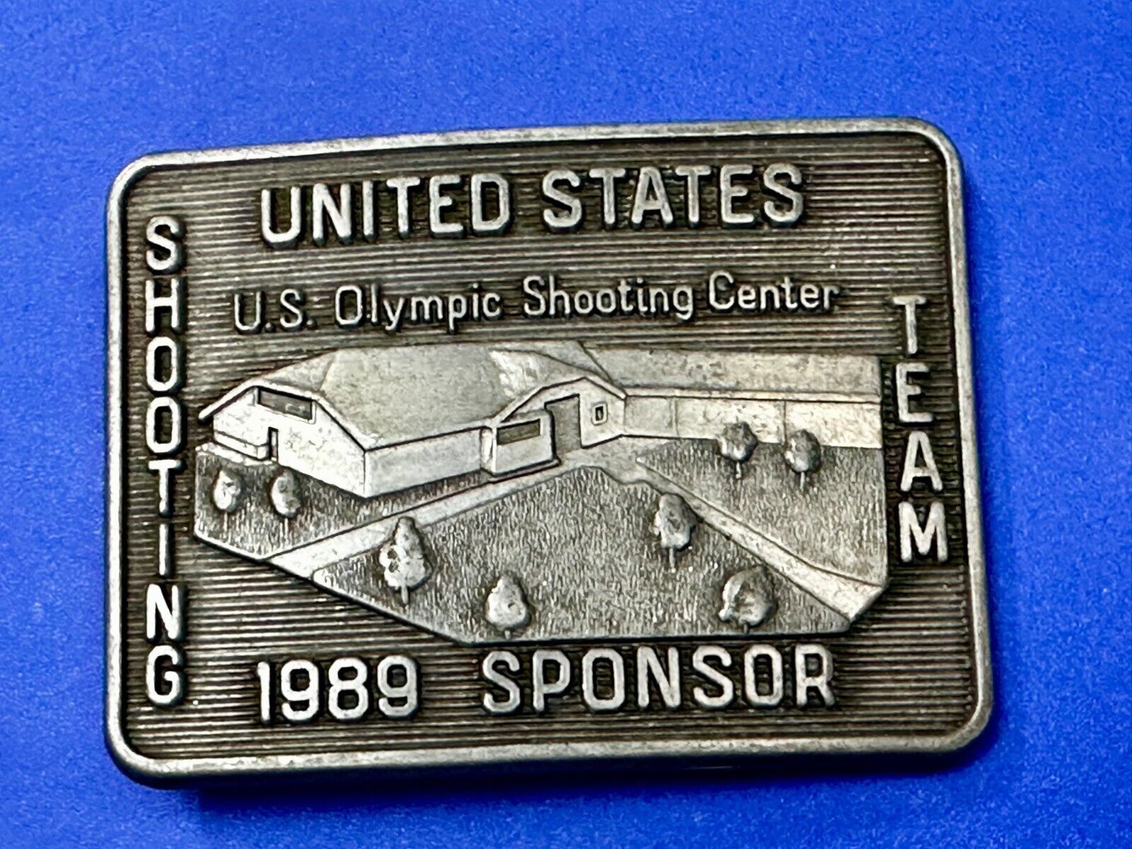 United States US Olympic Shooting Center Team 1989 Official Sponsor Belt Buckle
