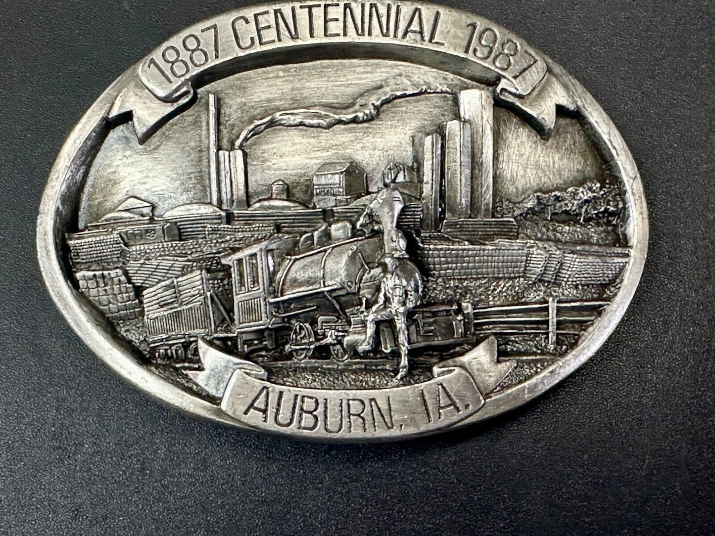 AUBURN IOWA 1887 CENTENNIAL CELEBRATION VINTAGE BELT BUCKLE