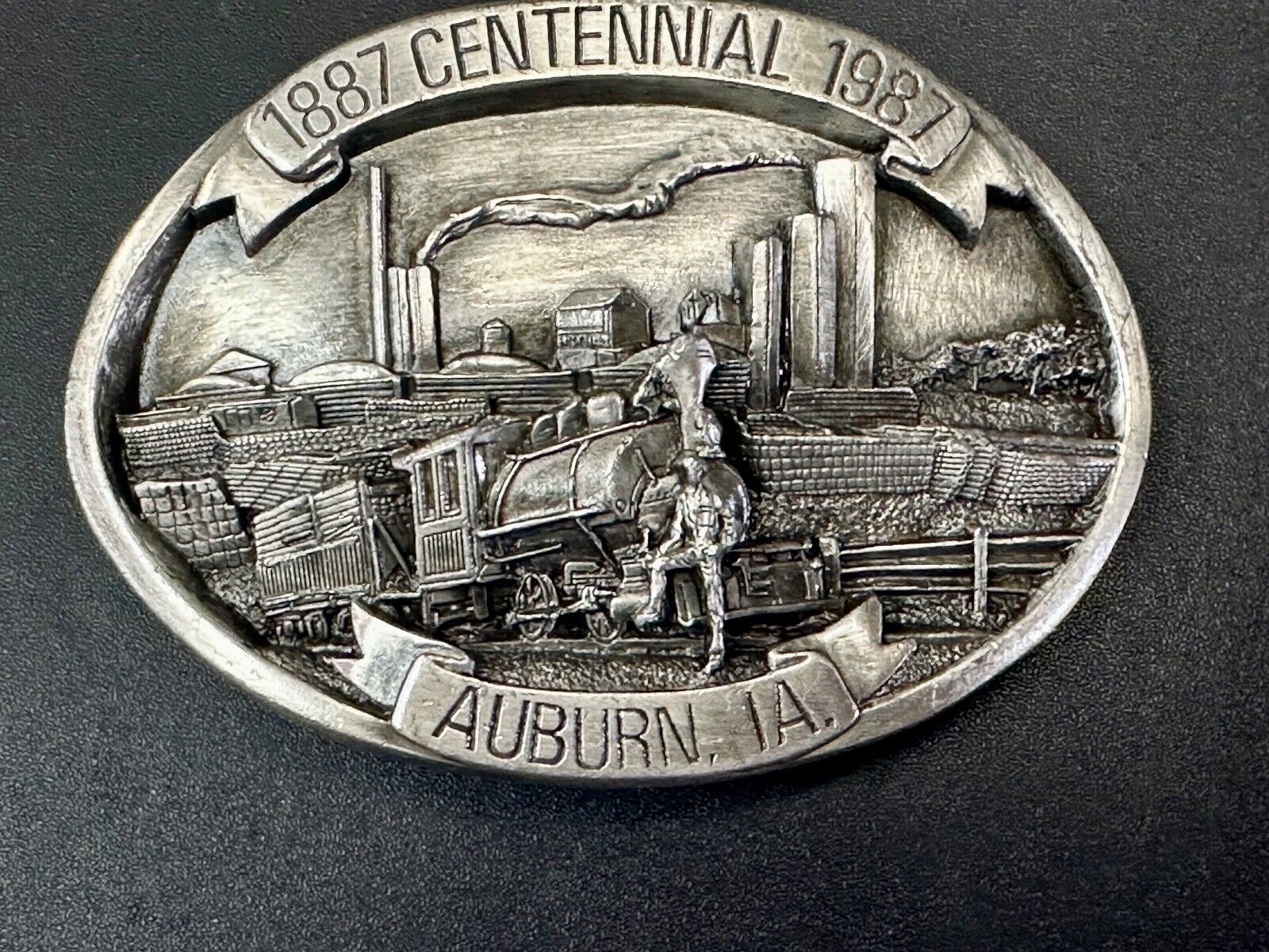 AUBURN IOWA 1887 CENTENNIAL CELEBRATION VINTAGE BELT BUCKLE