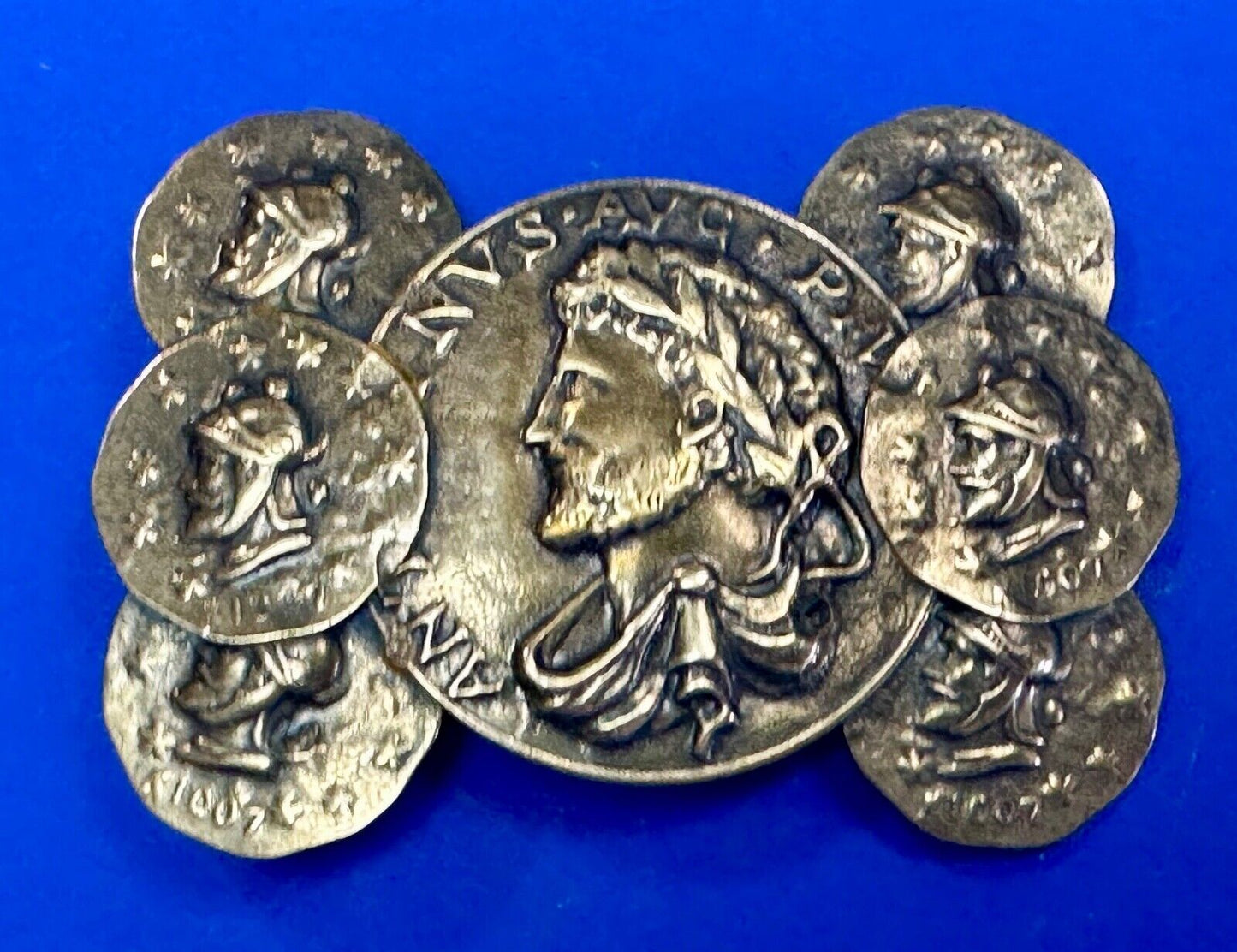 Antoninus Augustus IMP ANTONINVS PIVS AVG world coin cluster cutout belt buckle