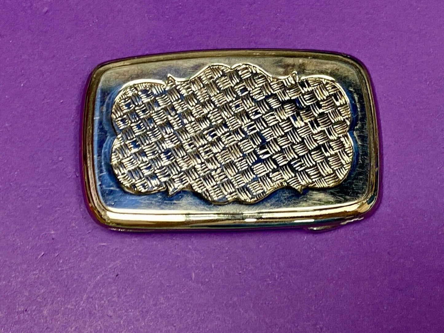 Unique Nickel Silver Rounded Corner Weave Pattern Westerner Belt Buckle