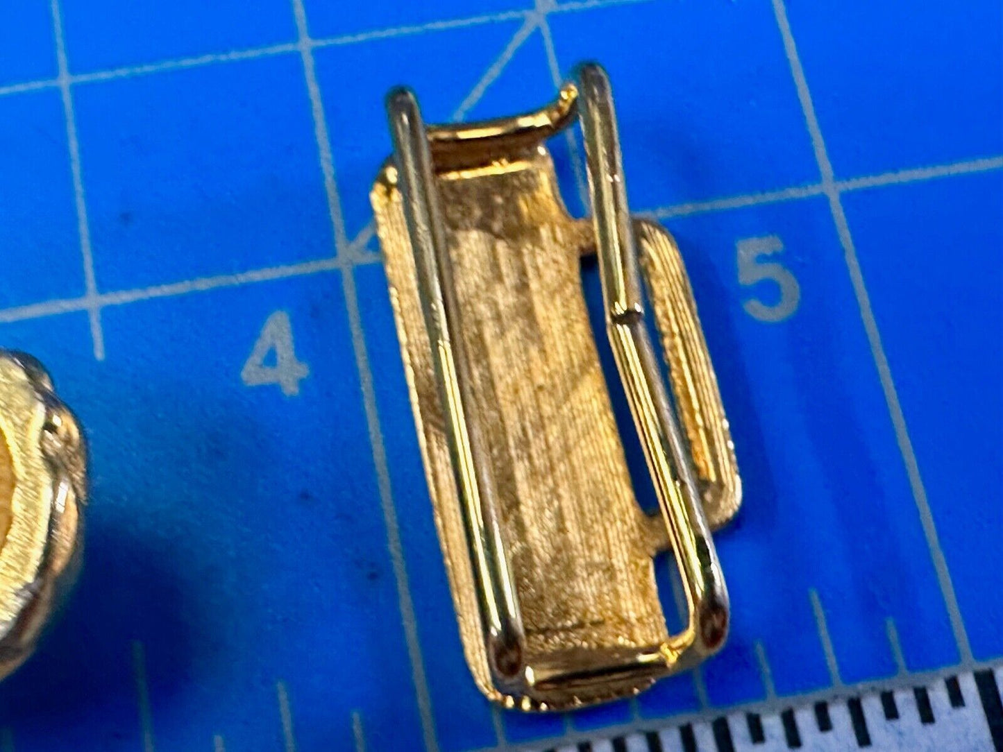 Two piece interconnecting vintage retro gold tone belt buckle Signed