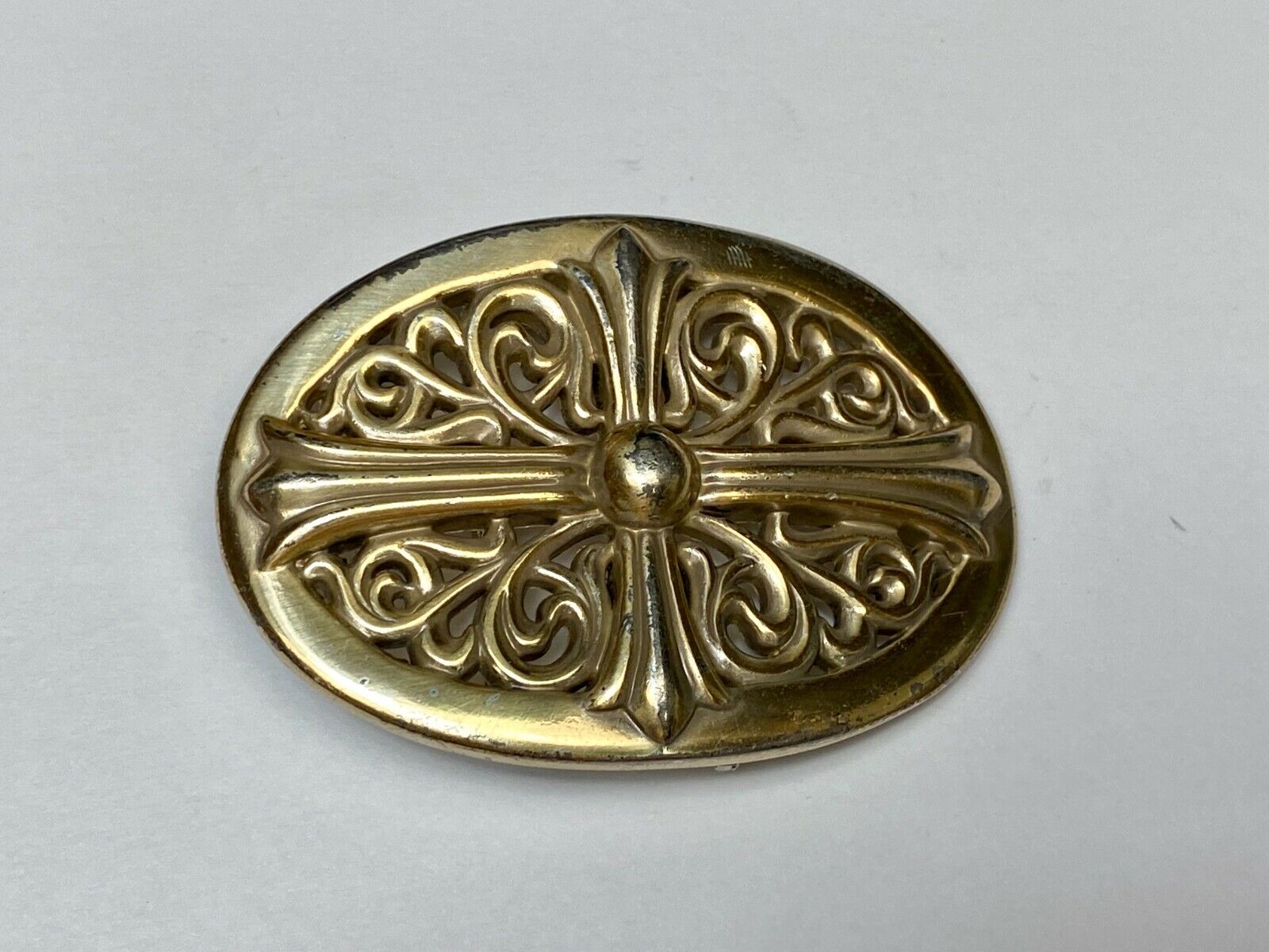 Beautiful Ornate Gold Color Western See Through Oval Belt Buckle