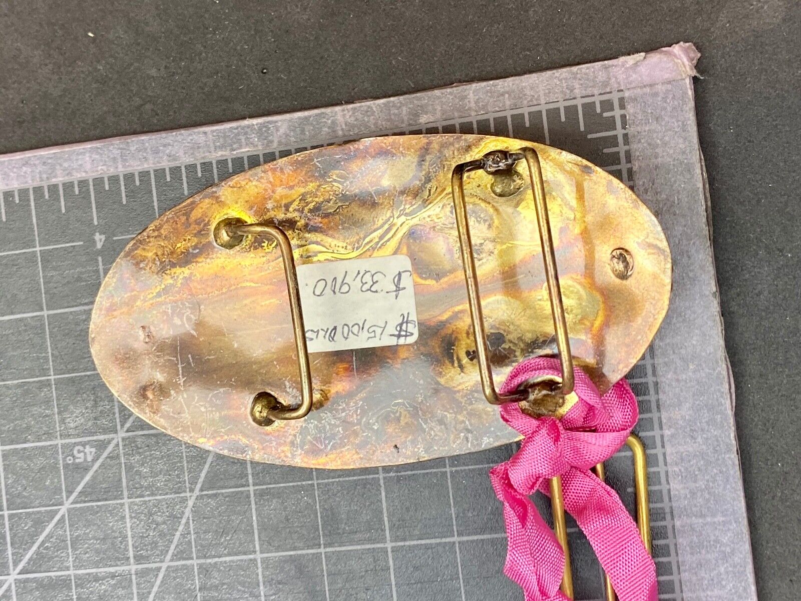 Vintage India inspired mixed metal artisan belt buckle