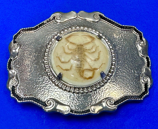 A real scorpion vintage FHC centerpiece on western silver tone belt buckle