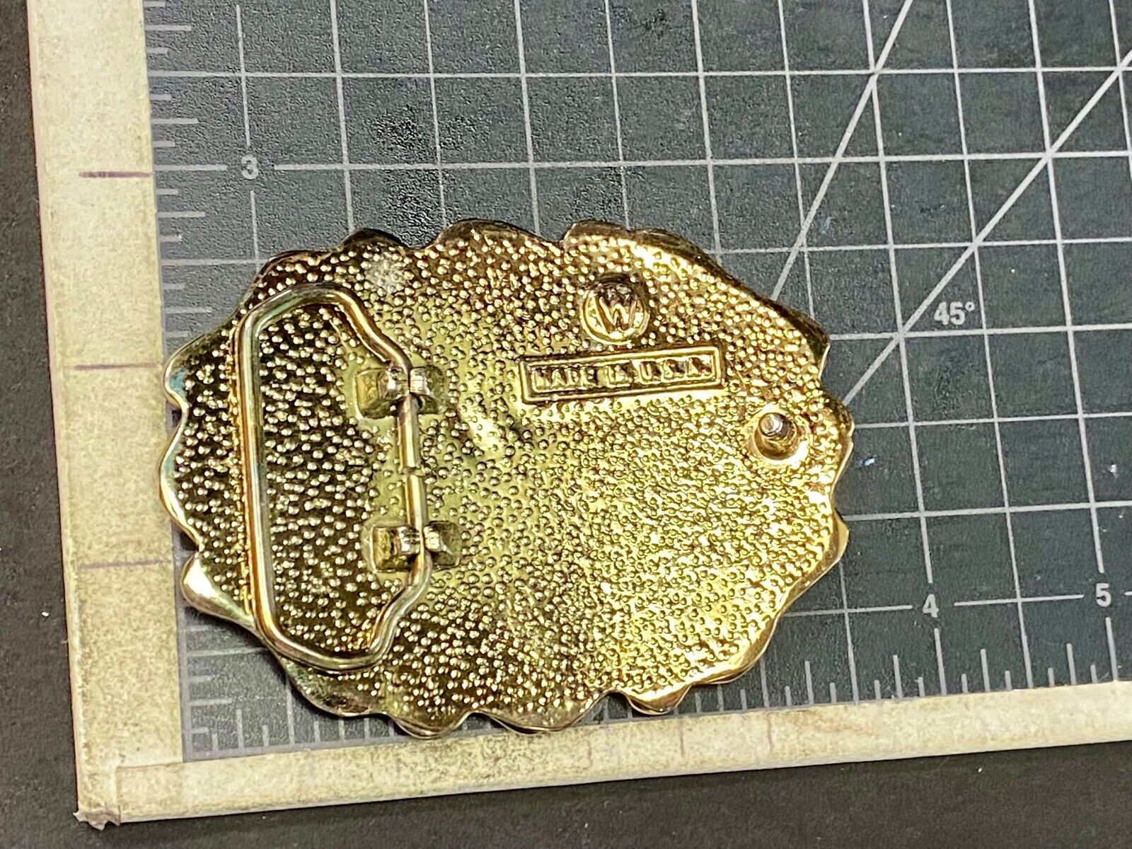 Unique Shape Western Belt Buckle Floral Design Western Cowboy Cowgirl Signed W