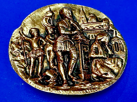 Ancient Egyptian Pharaoh Prince Warrior Figure Vintage Gold Tone Belt Buckle
