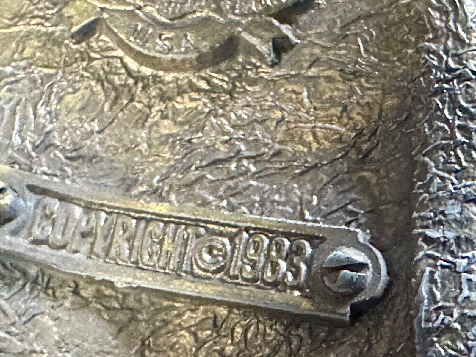 Train Rail Road Steam Engine Through cutout 1983 Great American belt buckle