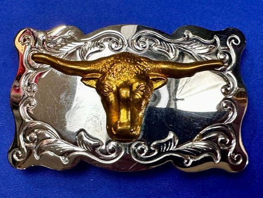 Texas Longhorn Cow Head Steer Western Cowboys Vintage Chambers Belt Buckle