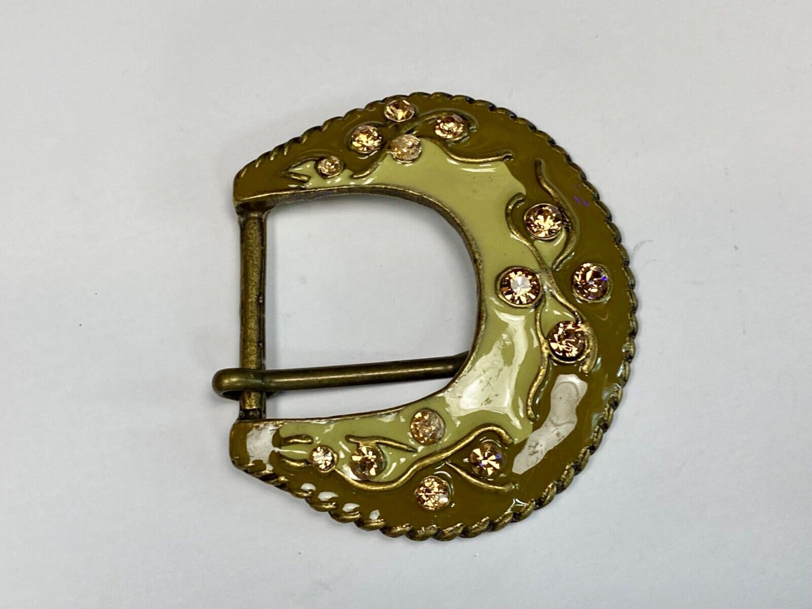 Unique Enameled Ranger Style Women's Rhinestone Accented Belt Buckle