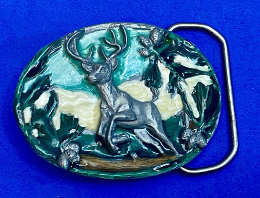Vintage 1988 Deer In Nature Great American Belt Buckle  