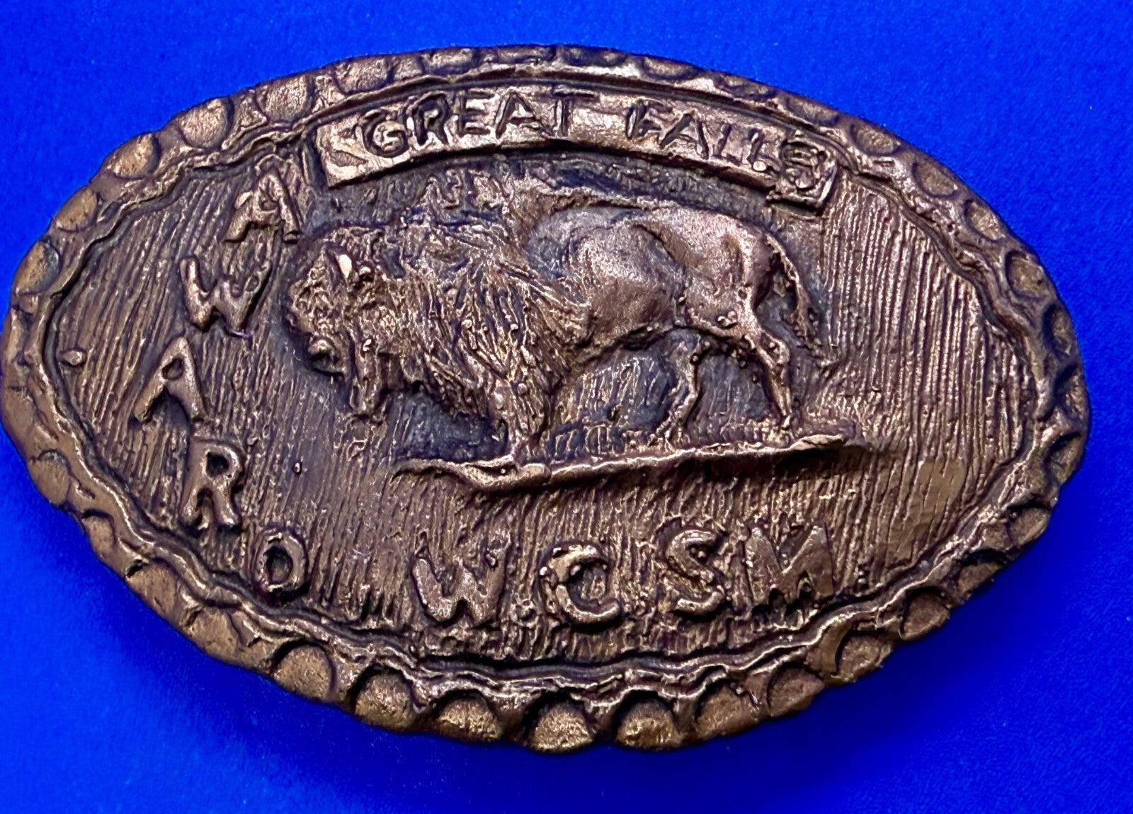 American Buffalo Bison Great Falls Award WCSM Brass Tone Hunters Belt Buckle