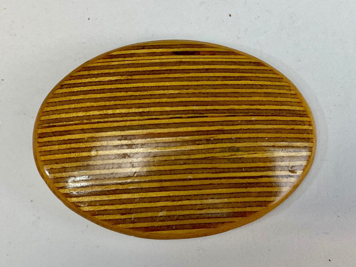 Vintage artisan Laminate top plywood belt buckle 
