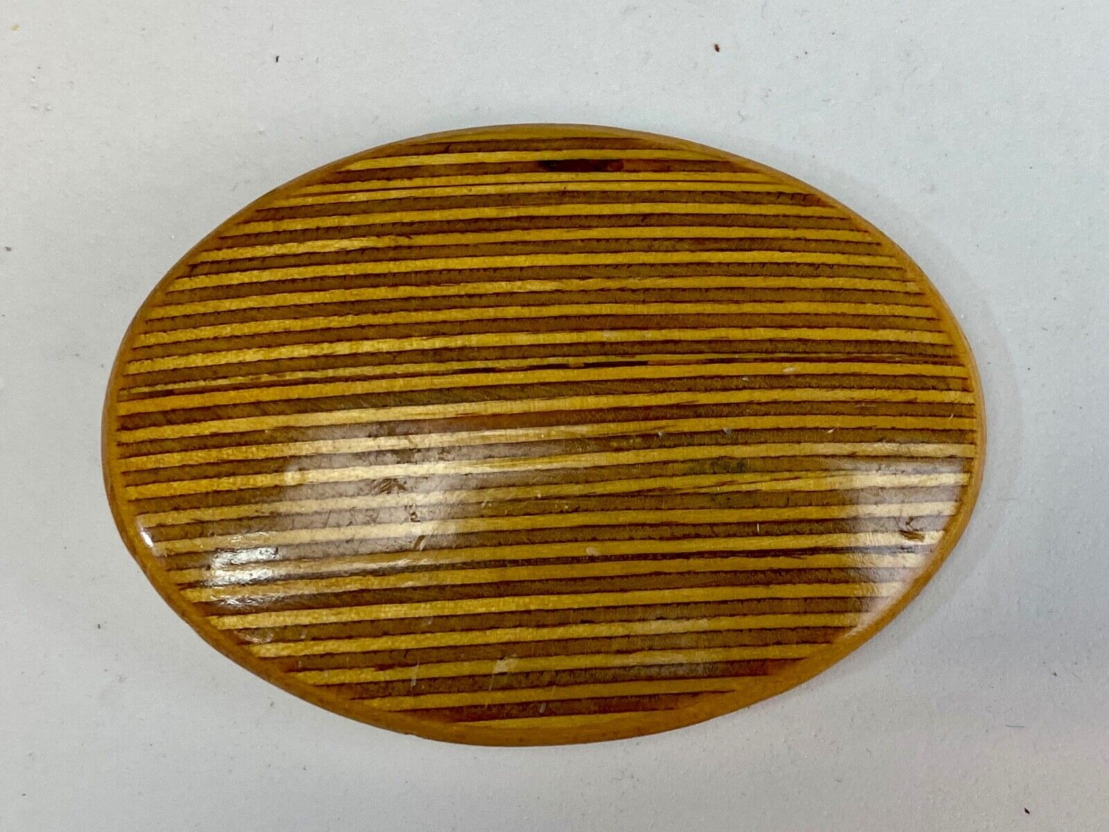 Vintage artisan Laminate top plywood belt buckle 