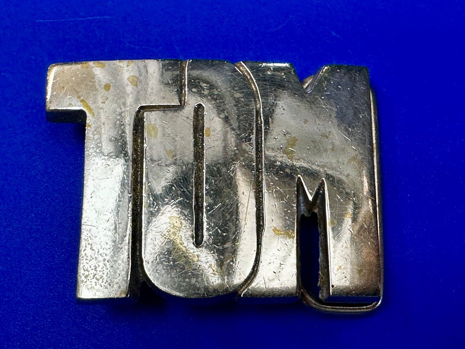 TOM - Custom Name cutout block letters Vintage Solid Brass Belt Buckle