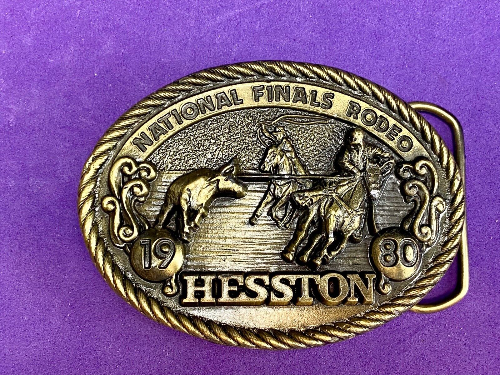 1980 NFR National Finals Rodeo Hesston Adult Cowboy Buckle, Sixth Edition 