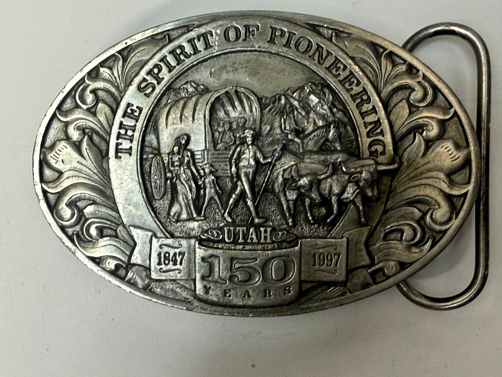 Utah State The Spirit of Pioneering 150 years Vintage Ring Masters Belt Buckle