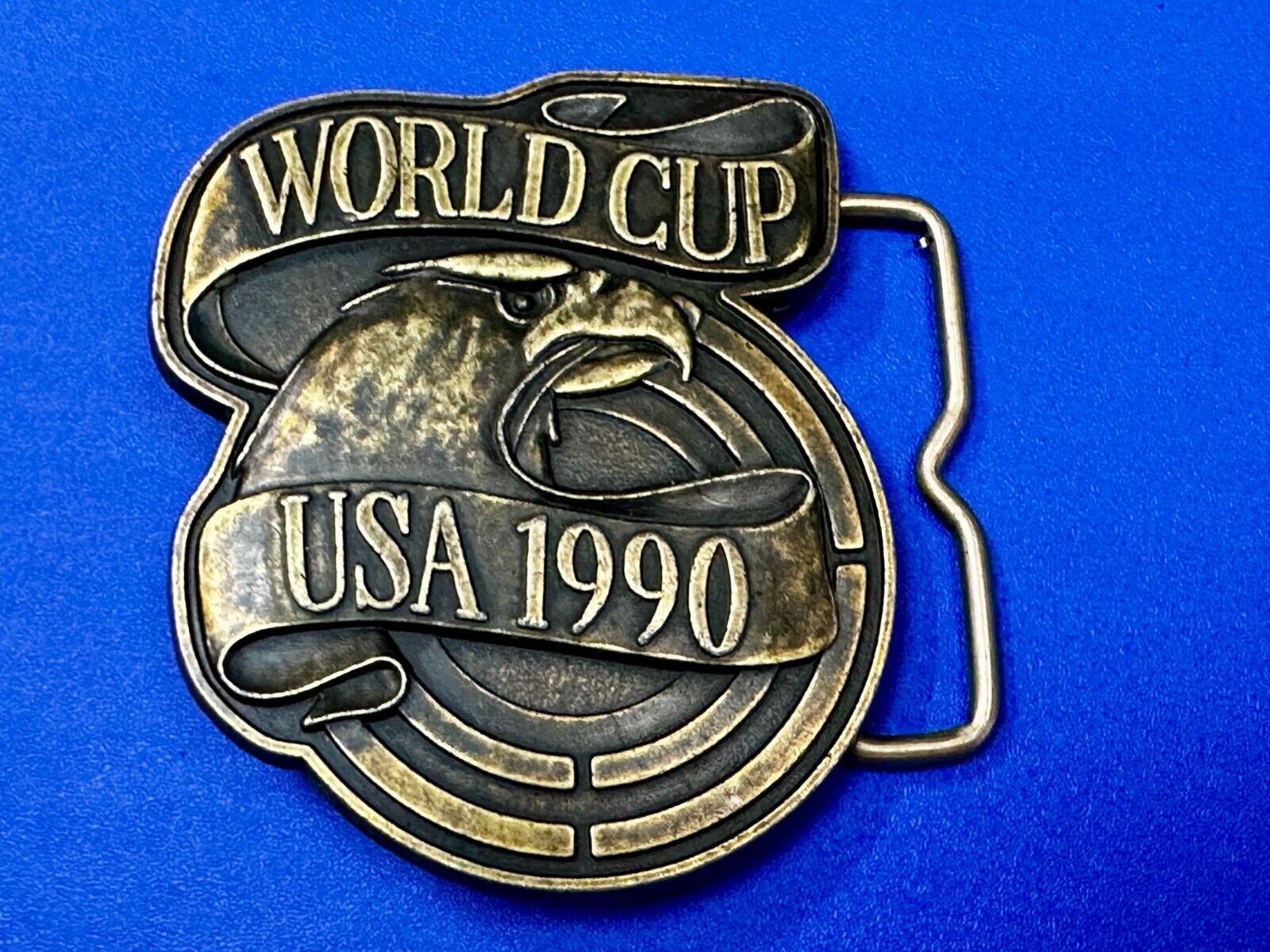 1990 USA World Cup Belt Buckle Brass Tone Vintage USA Made Belt Buckle