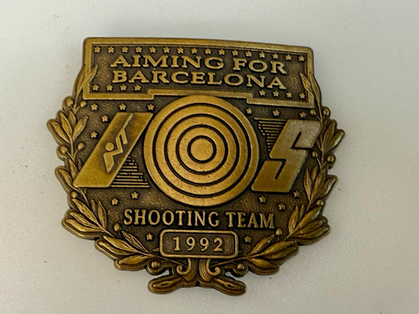 Aiming For Barcelona Shooting Team 1992 Olympics Vintage Commemorate Belt Buckle