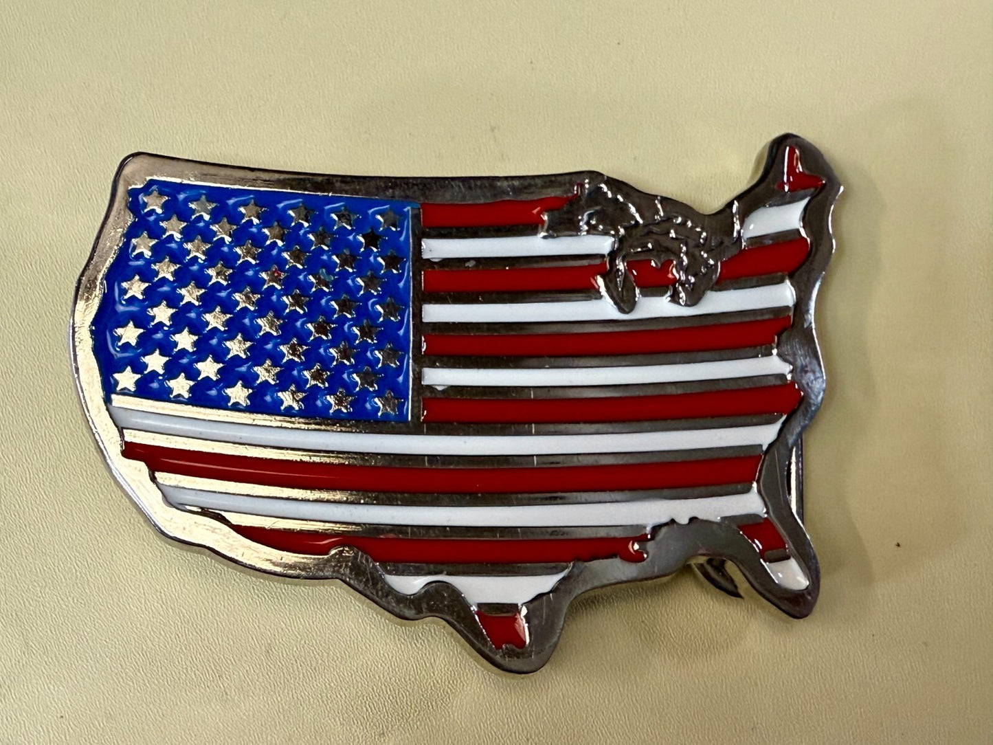 United States of America Flags Figural Cutout Patriotic Belt Buckle