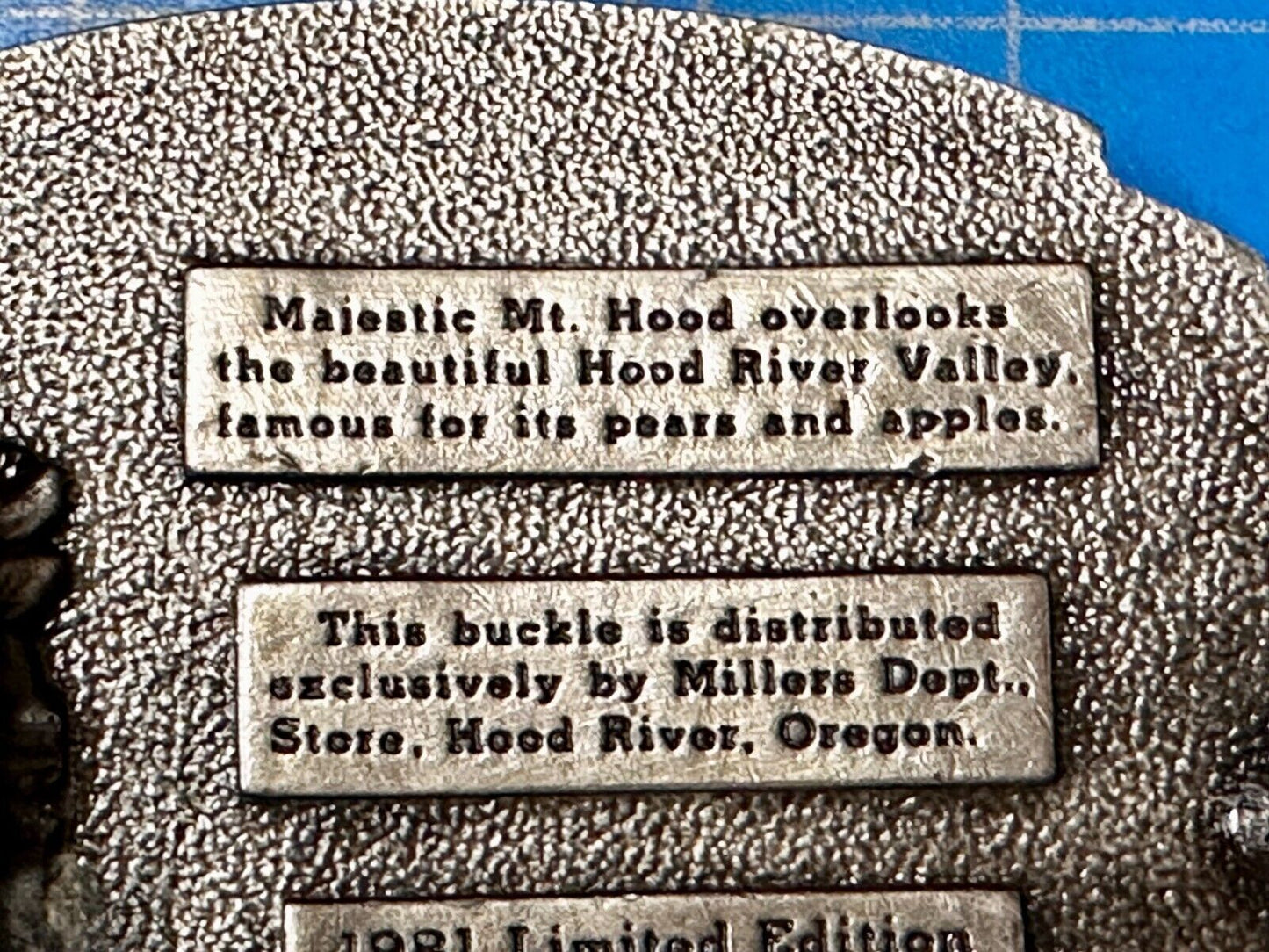 Mt. Hood River Valley Oregon Majestic Scenery Vtg 1981 Commemorative Belt Buckle