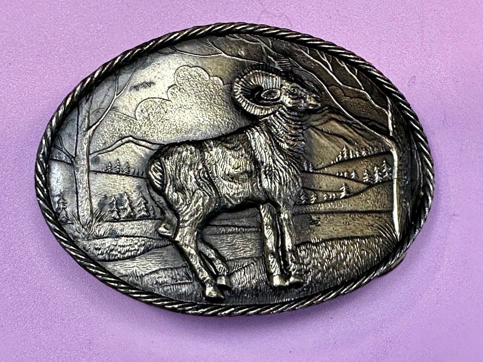 Bighorn Ram - Wildlife VTG 1980 Belt Buckle by Great American Buckle Co