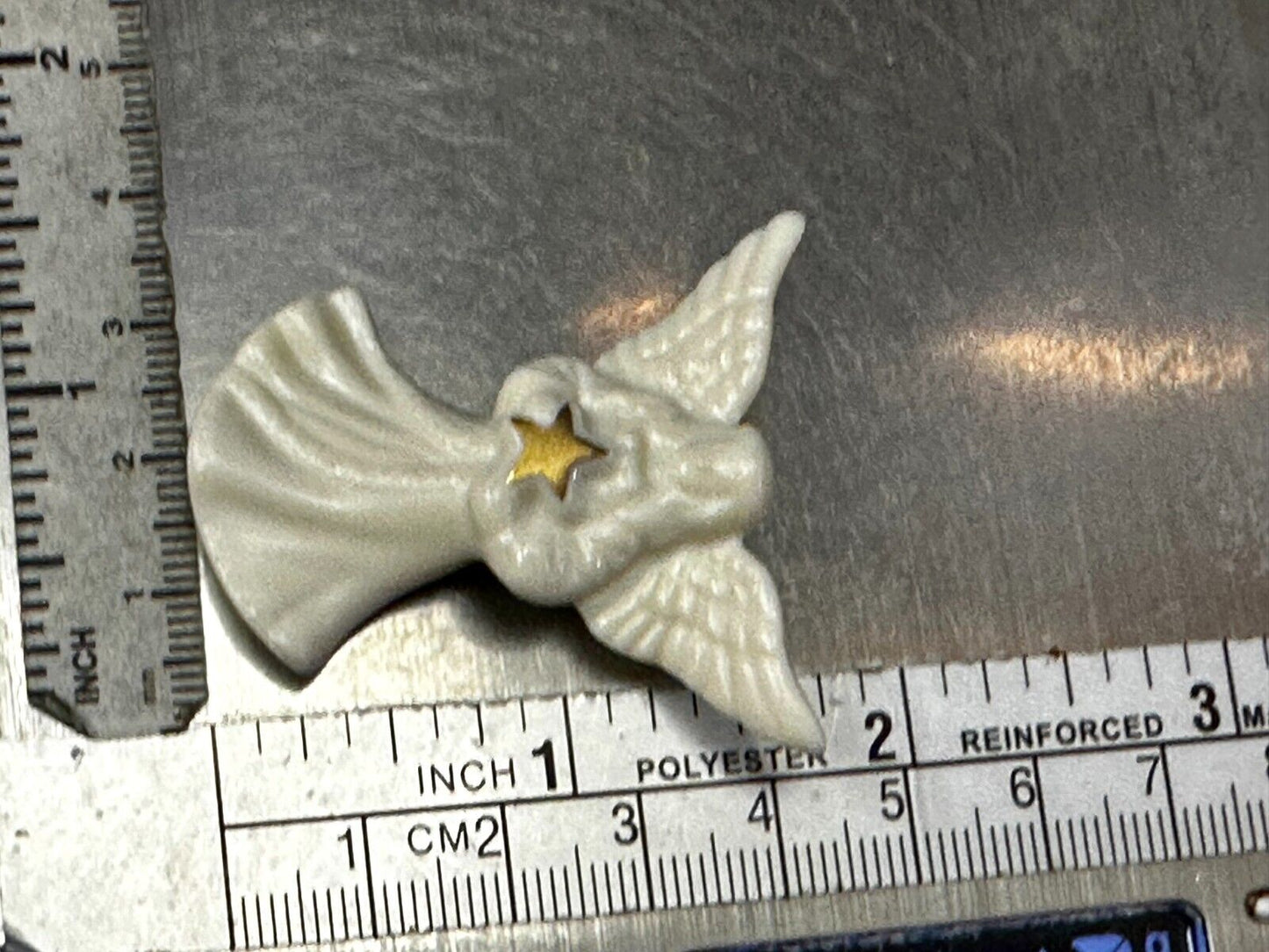 Vintage Lenox Angel w/ Gold Star White Porcelain Brooch Pin Handcrafted in China