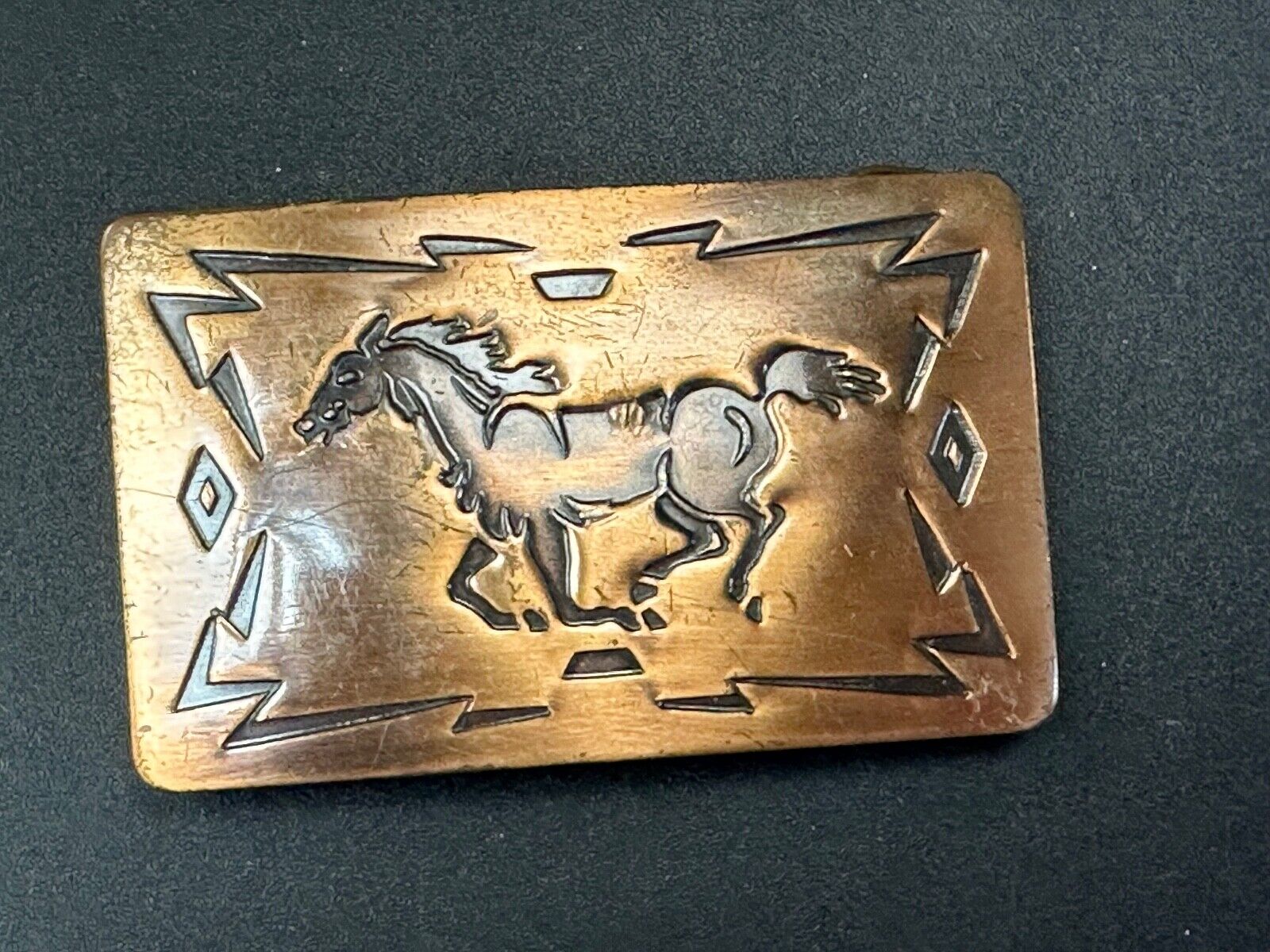 Vintage Chambers Copper Horse Belt Buckle Made in U.S.A.￼ Rare see pictures!