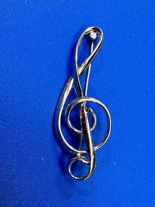 Treble clef music theme signed vintage brooch pin from estate find