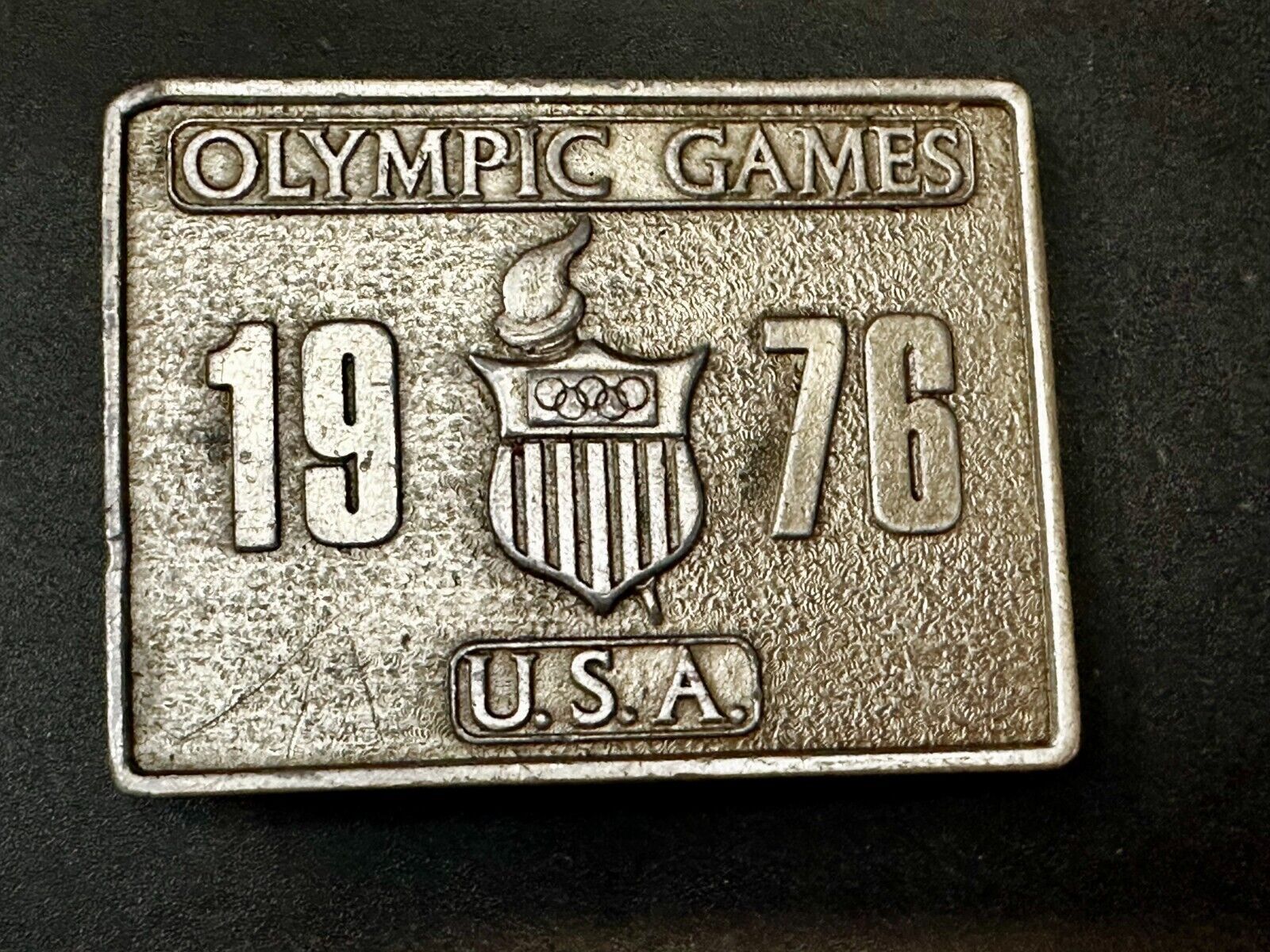 1976 Olympic Games USA Vintage Rectangle Bergamot Brass Works Belt Buckle