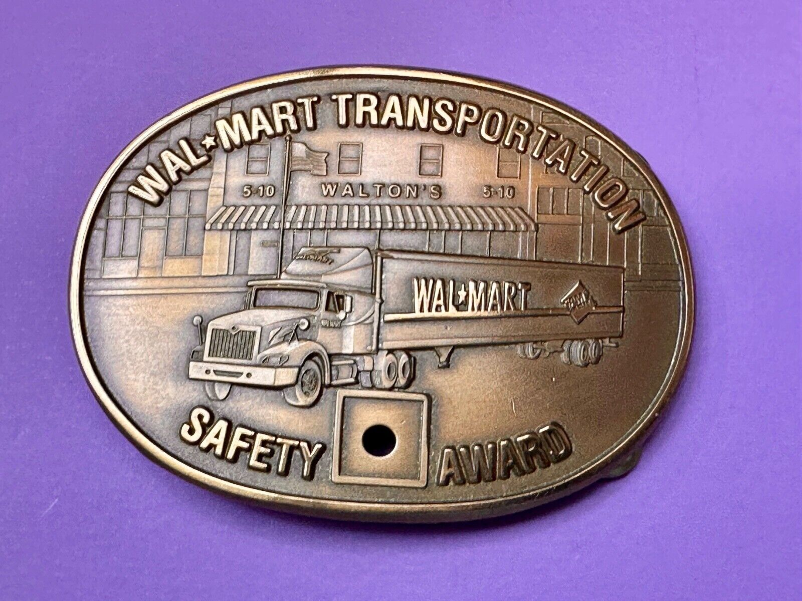 510 Waltons AR Walmart Transportation Semi Driver Safety Award Brass Belt Buckle