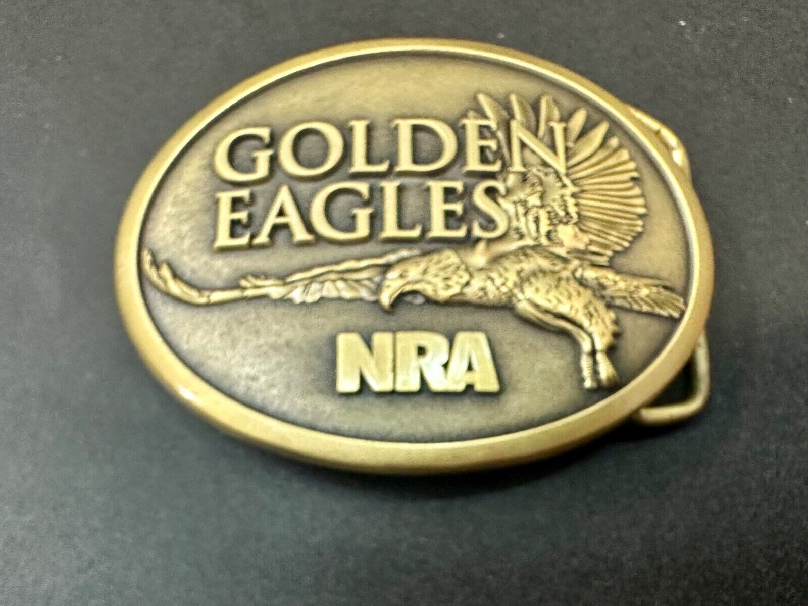 2013 NRA National Rifle Association Golden Eagle belt buckle in box with COA